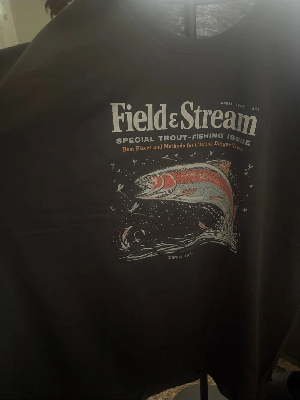 Field & Stream Black Tee with Multicolor Trout Graphic - Picture 2 of 4